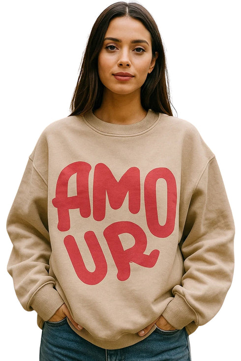 Womens Oversized Printed Sweatshirt – Baggy Comfort Fit, Front Print, Long Sleeve Jumper