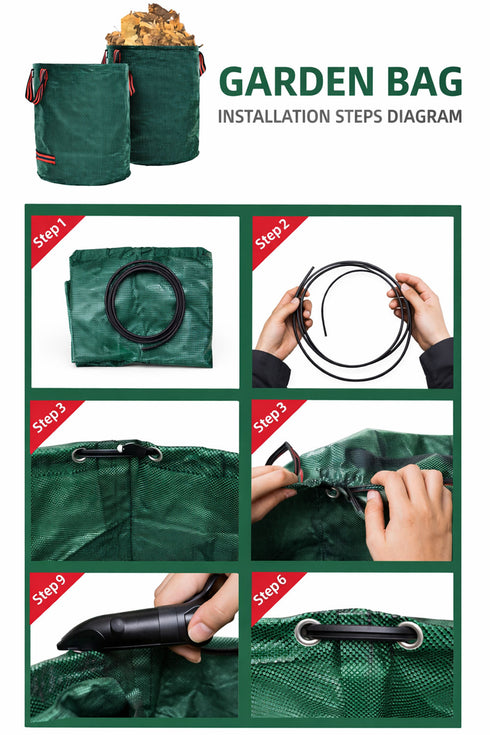 50L Pop Up Garden Waste Bag with Gloves – Collapsible Leaf Collector