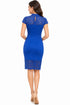 Women's Royal Blue Lace Bodycon Midi Dress