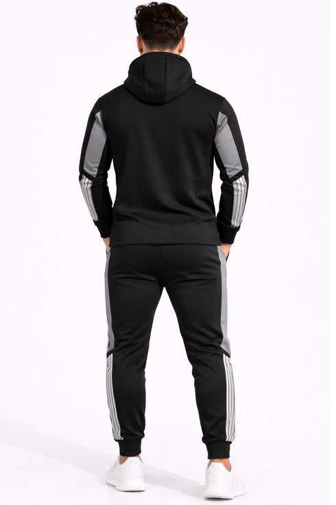 Men’s Slim Fit Tracksuit Set – Zip Hoodie & Joggers with Side Stripe