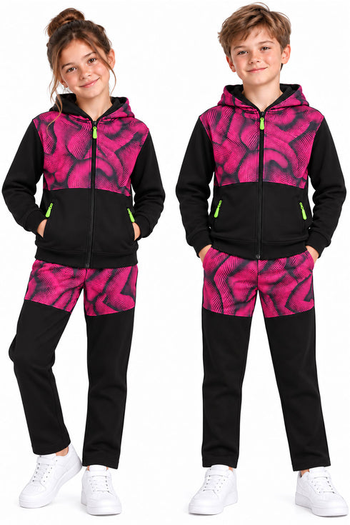 Kid's Printed Tracksuit Set, Hoodie and Joggers