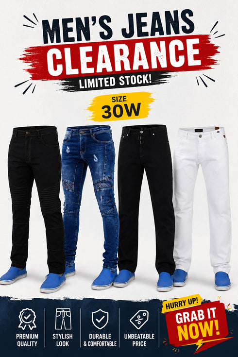 4 Pack Men’s Jeans Clearance Sale Size 30W - From £4.99 Per Unit