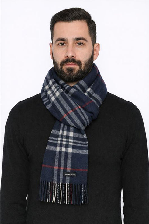 Classic Check Pattern Wool Muffler – Men and Women Knit Scarf