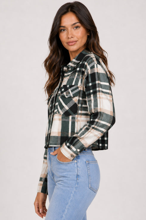 Ladies Collar Checked Jacket