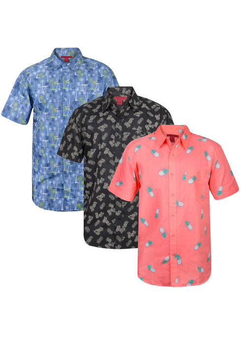 3 Pack Mens Hawaiian Summer Shirts