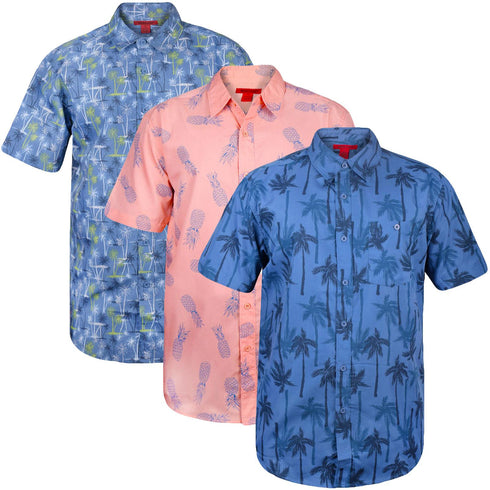 3 Pack Mens Hawaiian Summer Shirts