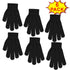 Kids Black Knit Winter Gloves 6 Pack – Warm, Stretchable, Unisex Cold Weather Handwear