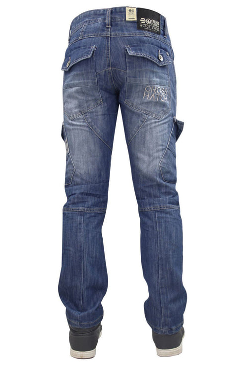 Mens Crosshatch Heavy Duty Cargo Combat Jeans