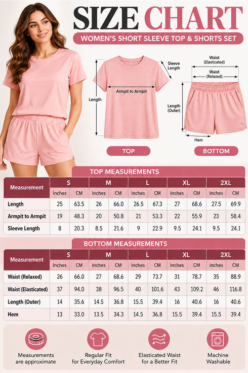 Women's Short Sleeve Stretch Co-Ord Set