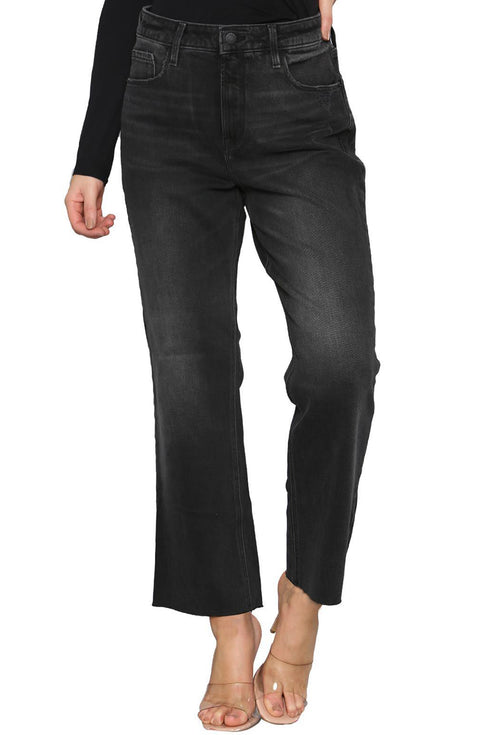 Women’s Black High-Waisted Wide-Leg Cropped Jeans