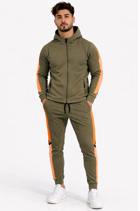 Men’s Slim Fit Tracksuit Set – Zip Hoodie & Joggers with Side Stripe