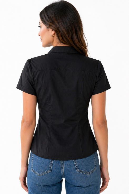 12 Pack Women’s Black Button-Up Shirts – From £1.99 Per Unit