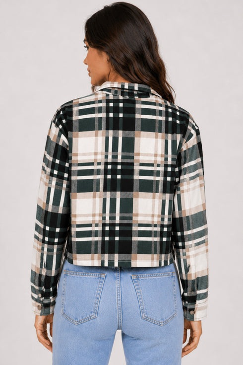 Ladies Collar Checked Jacket