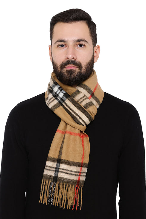 Classic Check Pattern Wool Muffler – Men and Women Knit Scarf