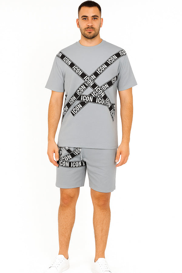 Men's Cotton Blend Shorts Set – Soft Crew Neck Summer Outfit