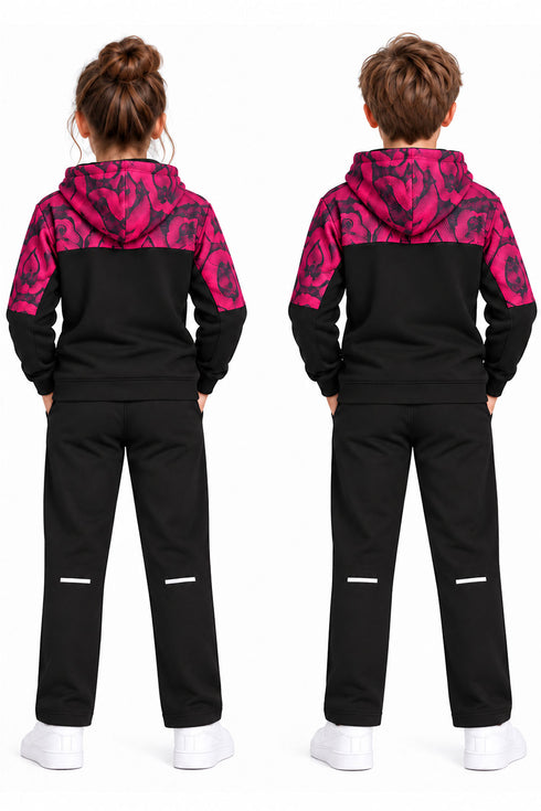 Kid's Printed Tracksuit Set, Hoodie and Joggers