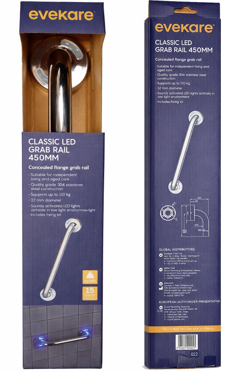 450mm Stainless Steel Bathroom Grab Rail | Wall Mounted Safety Handle