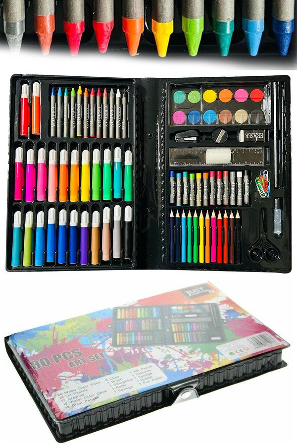 90 Pieces Kids Art Set – Drawing, Painting & Coloring Kit with Case