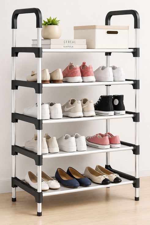 20 Pack Bulk 5-Tier Stainless Steel Shoe Storage Rack - From £3.99 Per Unit