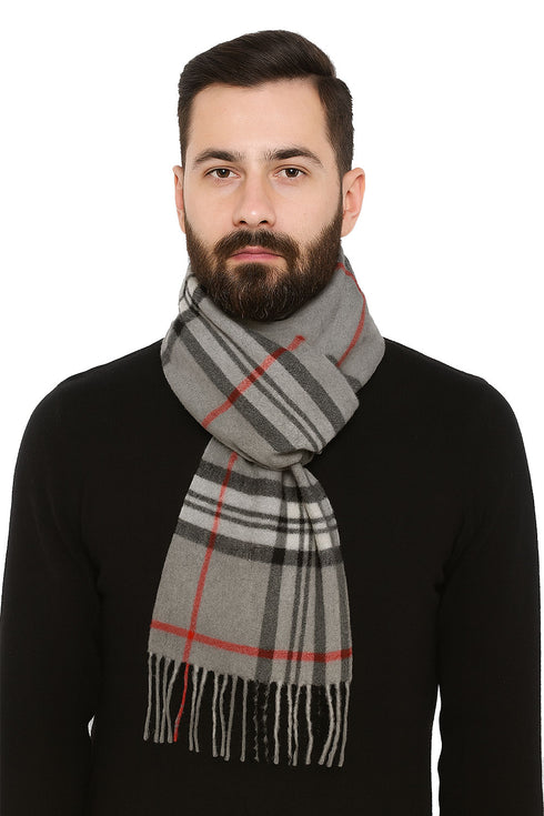 Classic Check Pattern Wool Muffler – Men and Women Knit Scarf