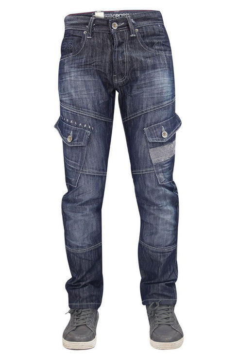 Mens Crosshatch Heavy Duty Cargo Combat Jeans