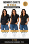12 Pack Women’s Black Button-Up Shirts – From £1.99 Per Unit