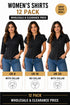 12 Pack Women’s Black Button-Up Shirts – From £1.99 Per Unit