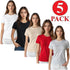 5 Pack Womens Plain Crew Neck T-Shirts