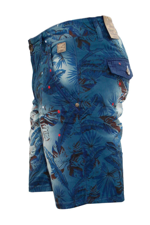 Men's Tropical Print Blue Lounge Shorts – Casual Summer Beachwear