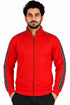 Men’s Red Full Zip Jumper with Contrast Sleeve Tape - L