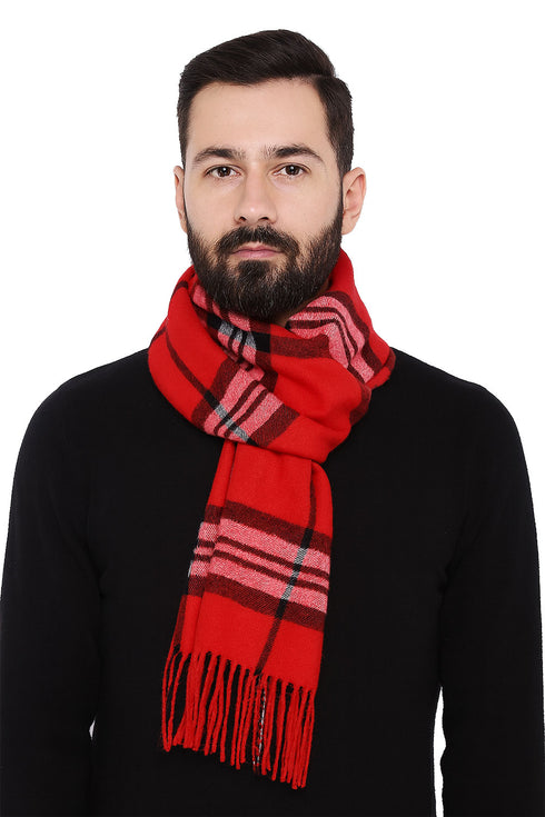 Classic Check Pattern Wool Muffler – Men and Women Knit Scarf
