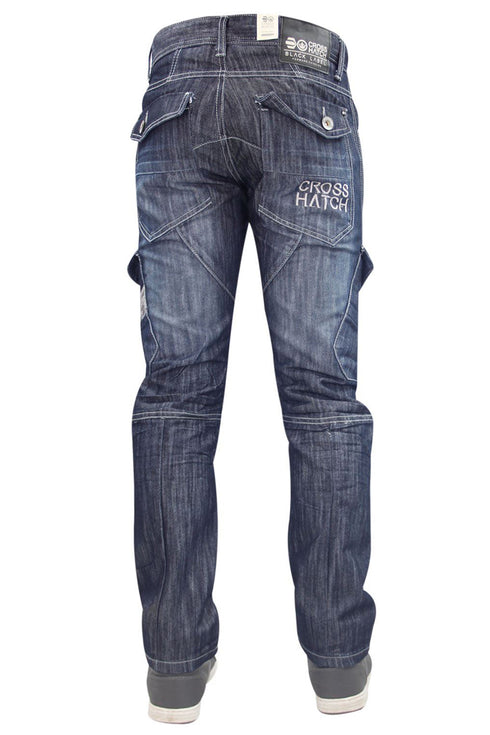Mens Crosshatch Heavy Duty Cargo Combat Jeans