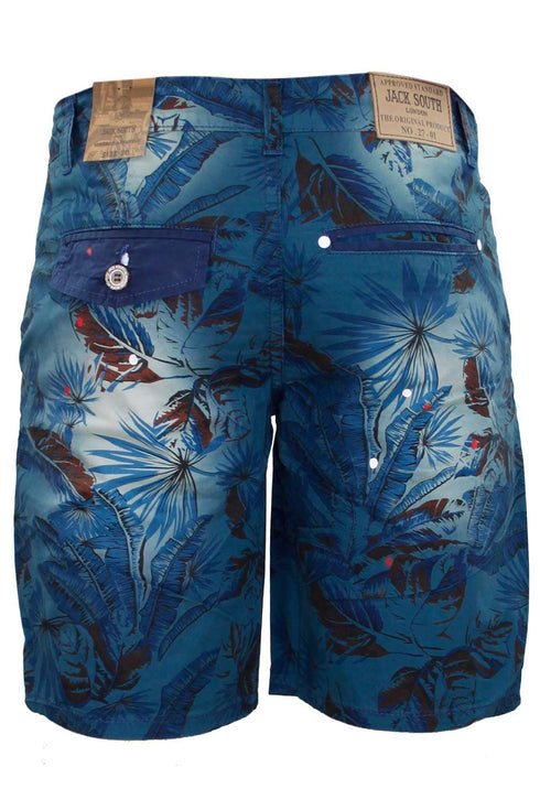 Men's Tropical Print Blue Lounge Shorts – Casual Summer Beachwear