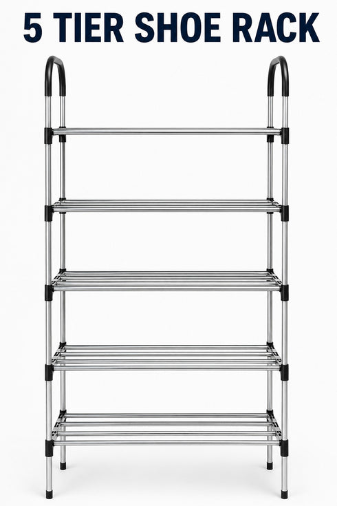 20 Pack Bulk 5-Tier Stainless Steel Shoe Storage Rack - From £3.99 Per Unit