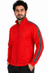 Men’s Red Full Zip Jumper with Contrast Sleeve Tape - L