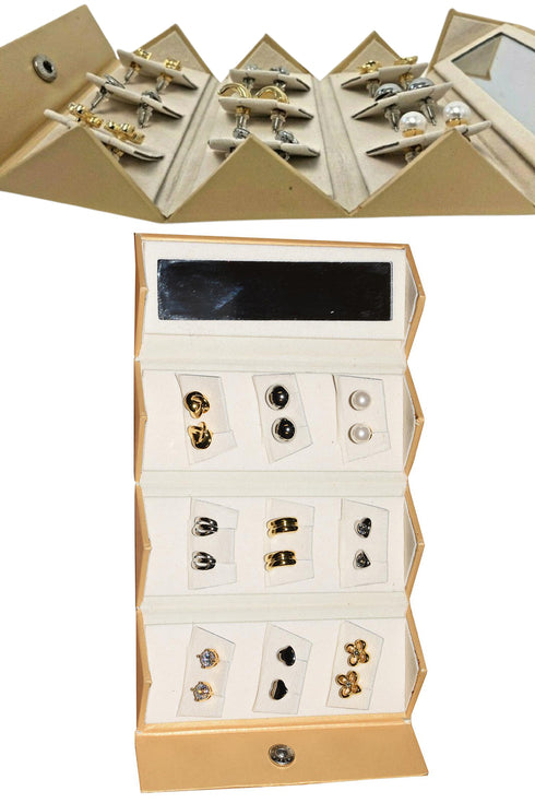 9 Pairs Earrings Set With Foldable Jewelry Storage Box