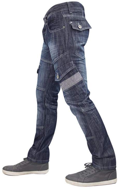 Mens Crosshatch Heavy Duty Cargo Combat Jeans