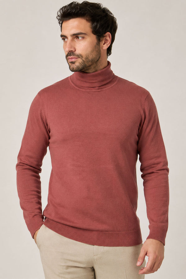 Men's Funnel Roll Neck Polo Cotton Jumper