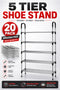 20 Pack Bulk 5-Tier Stainless Steel Shoe Storage Rack - From £3.99 Per Unit