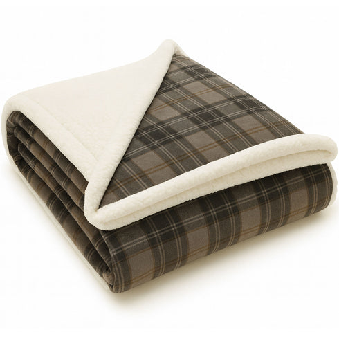 Plaid Sherpa Fleece Blankets – Ultra Soft, Warm, and Reversible Checkered Throws for Couch & Bed