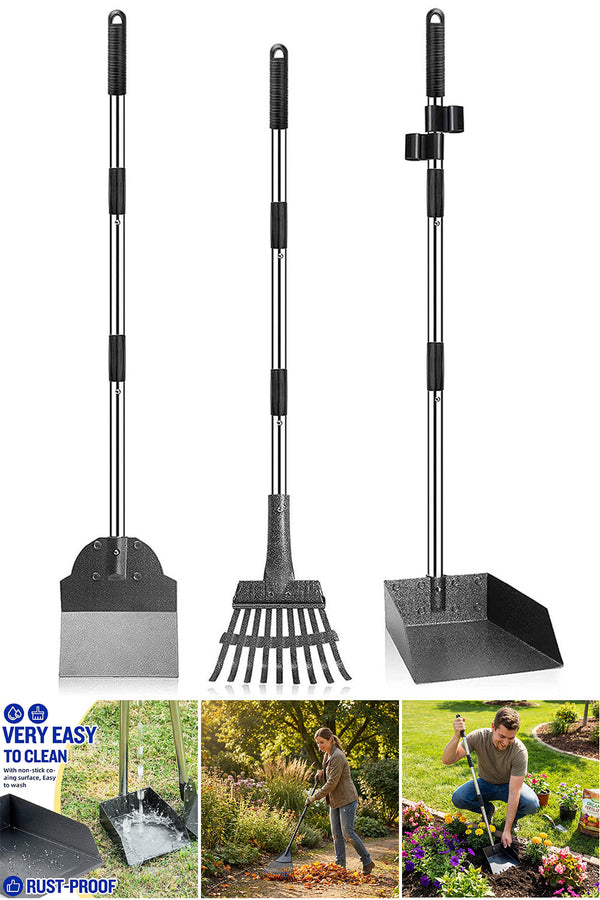 3in 1 Garden Tool Set – Rake, Shovel & Dustpan