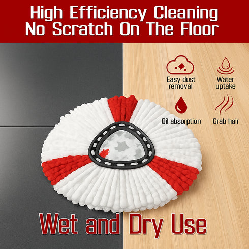 Triangle Spin Mop Refill Heads – 6 Pack Microfiber Replacement Mop Heads for 360° Spin Mop System | Wet & Dry Use