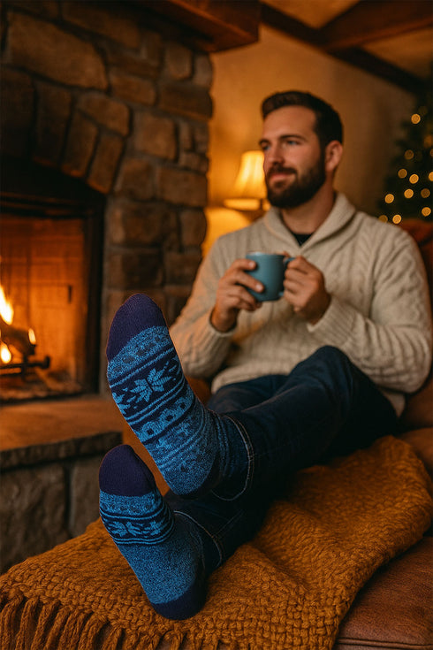 Men Calf Length Lite Fairisle Socks - 406B