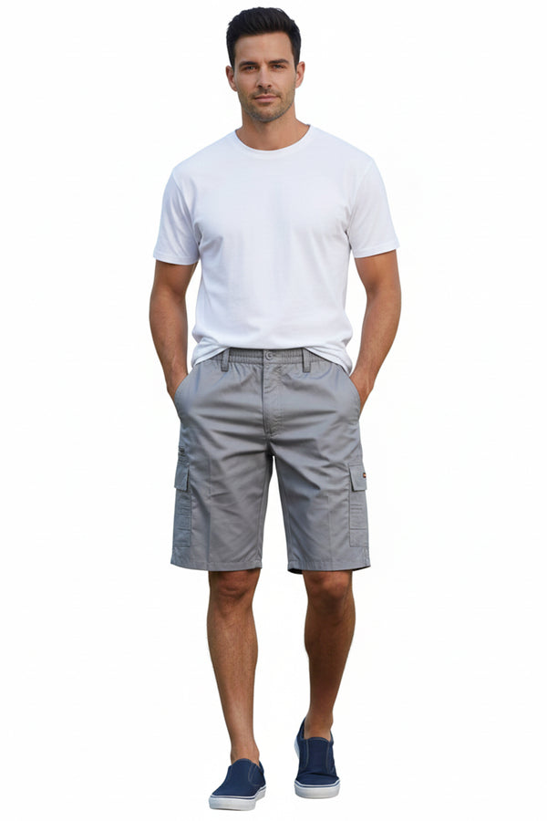 Men 3/4 Elasticated Waist Cargo Combat Shorts