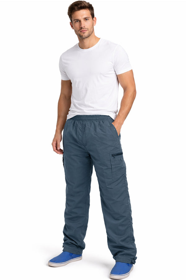 Men’s Lightweight Cargo Trousers with Elastic Waist & Zip Pockets