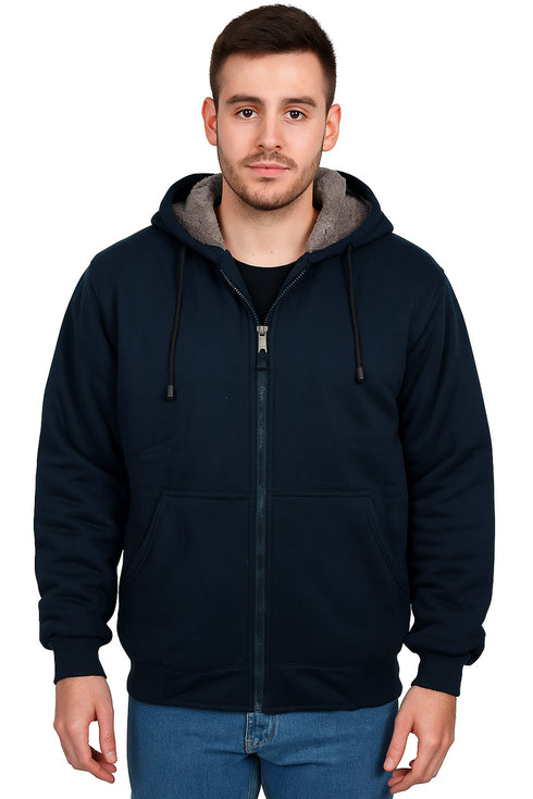 Mens Thick Warm Fleece Fur Lined Hoodie