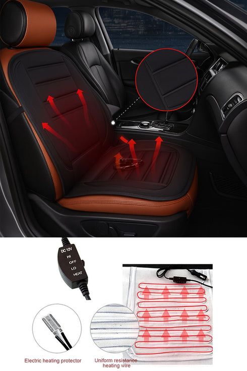 12V Heated Car Seat Cushion Cover - Electric Heating Pad with Adjustable Temperature for Car, Office, or Home Use