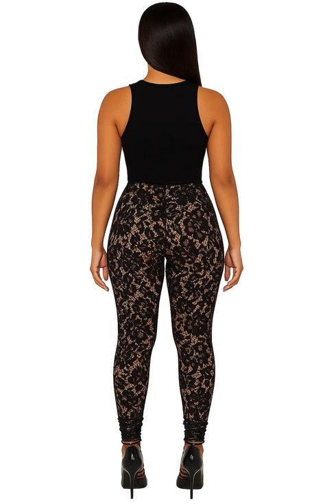 Lace Eyelet Detail Skinny Trousers