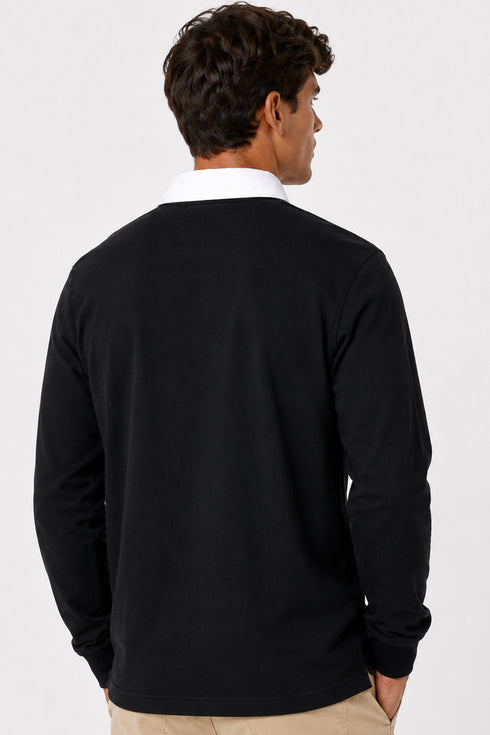 Men’s Long Sleeve Plain Rugby Polo Shirt
