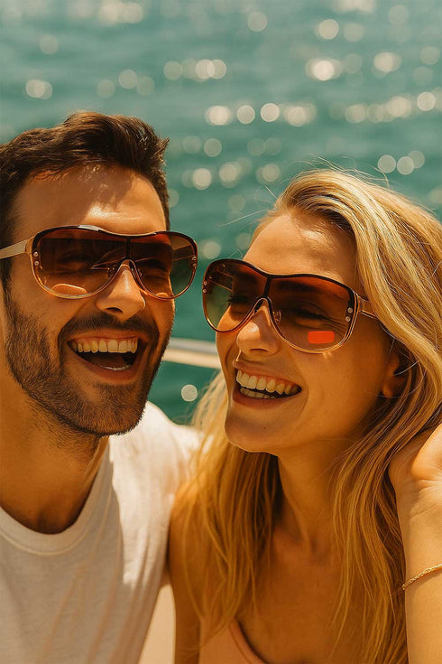 Stylish Oversized Shield Sunglasses – Brown Tinted UV Protection Shades
